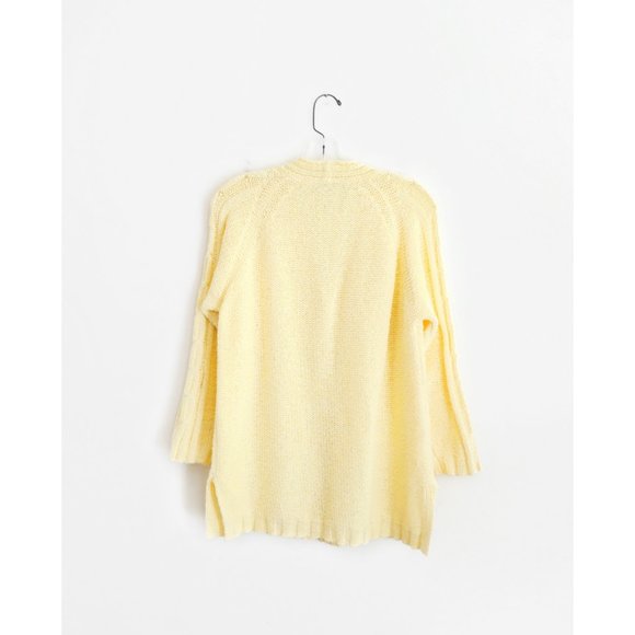 Vintage Light Yellow Cotton Chunky Cardigan sz S - Picture 2 of 4